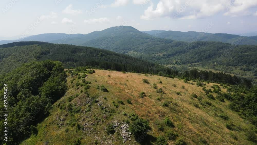 Aerial Summer Landscape of Erul mountain near Kamenititsa peak, Pernik Region, Bulgaria