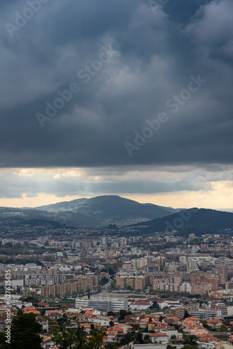 Top view of Braga on a stormy day, Portugal