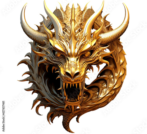 The Chinese dragon is made of gold and represents prosperity and good luck Chinese new year concept
