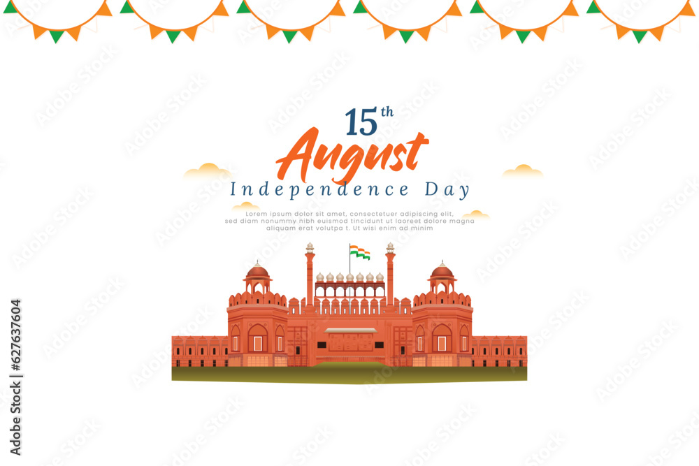 Indian 15 august independence day orange and green torn paper background 2023 social media banner or  post and poster design