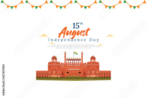 Indian 15 august independence day orange and green torn paper background 2023 social media banner or  post and poster design