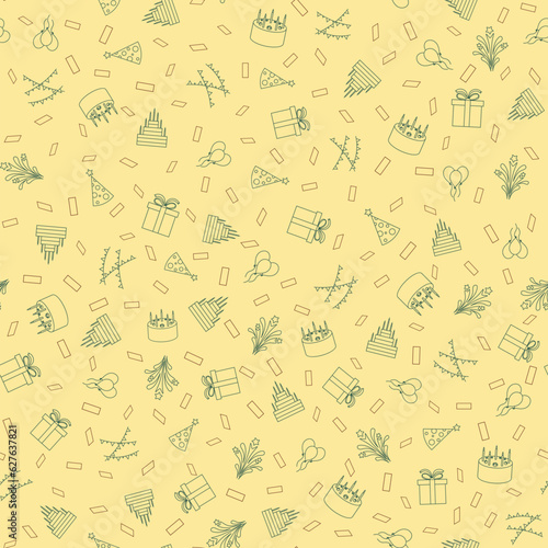 Wallpaper Mural Happy birthday freehand drawings saeamless pattern background. Torontodigital.ca