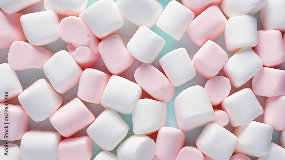 Marshmallows background. Texture of colorful mini marshmallows. Generative AI Marshmallows background. Texture of colorful mini marshmallows. Generative AI