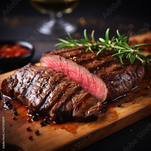a piece of fried meat on a wooden board © innluga
