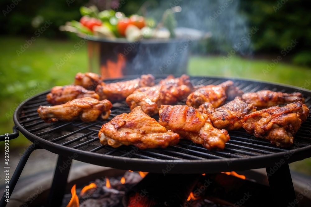 Buffalo Wings on the grill. Generative AI Buffalo Wings on the grill. Generative AI