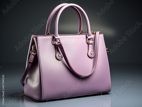 Beautiful trendy smooth youth women's handbag in gray color on a studio background generative ai