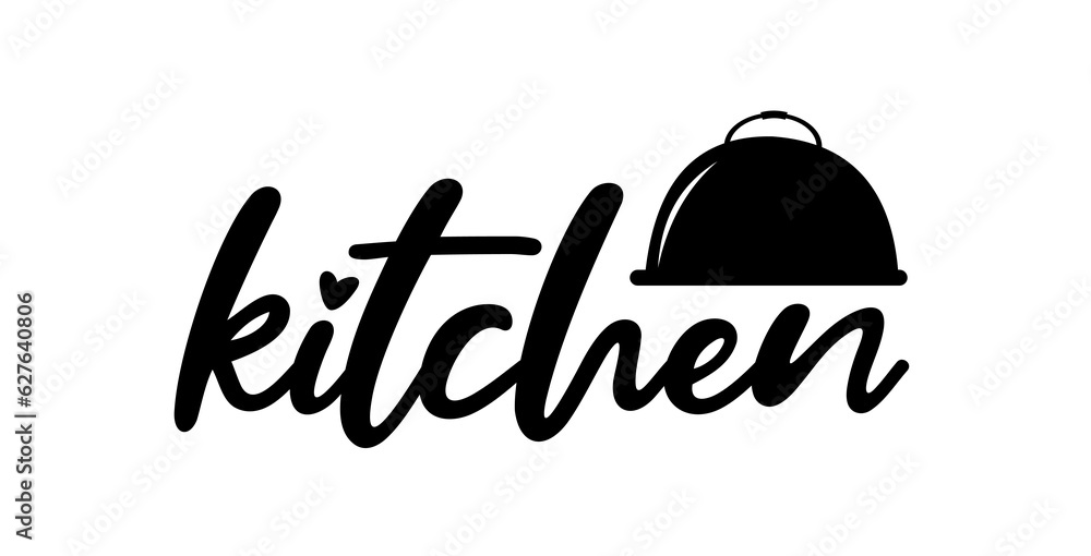 Kitchen. Vector logo. Design for poster, flyer, banner, menu cafe. Hand ...