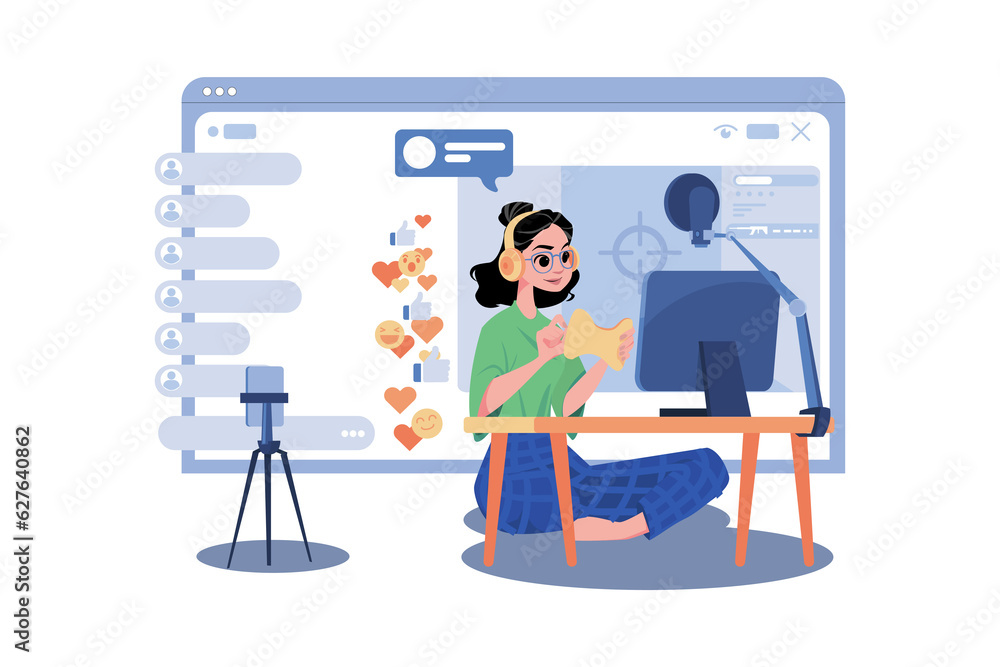 Young Girl Doing Live Game Streaming Young Girl Doing Live Game Streaming