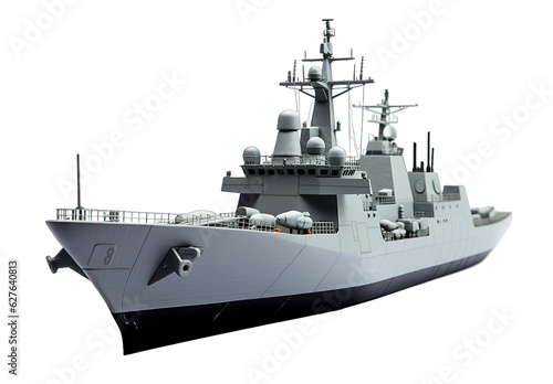 Billede på lærred Realistic modern warship (PNG) on transparent background