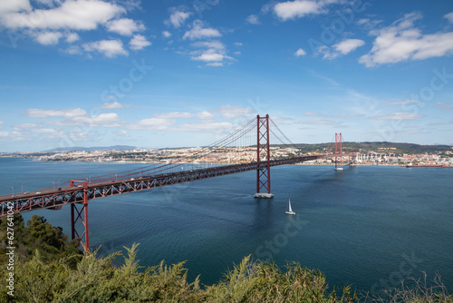 Ponte 25 de Abril suspension bridge over the Tagus, Lisbon, Portugal