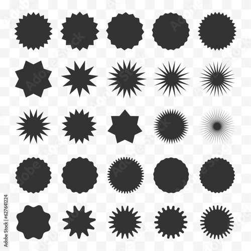 Jagged flame set. Easily editable line art design on transparent background. Vector stock illustration.