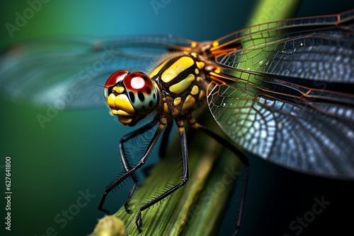 Magnificent Dragonfly Macro Shot. Generative AI © Haider