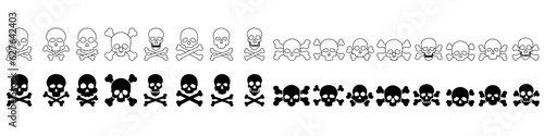 Skull and Bones vector icon set. danger illustration sign collection. poison symbol or logo.