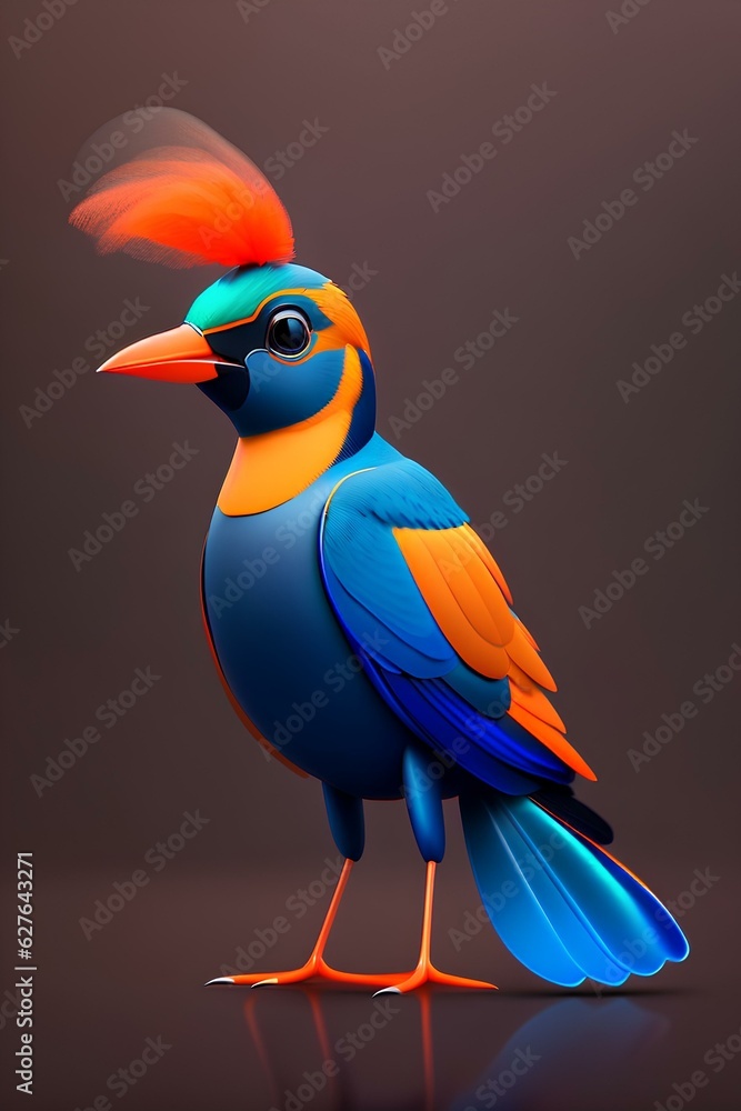 Fototapeta premium A colorful bird with a yellow head and red feathers. AI Generated
