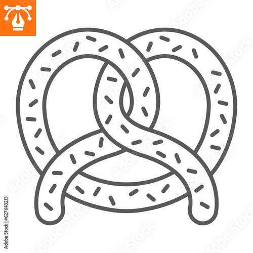 Pretzel line icon, outline style icon for web site or mobile app, oktoberfest and food, bagel vector icon, simple vector illustration, vector graphics with editable strokes.