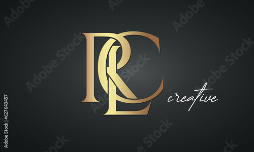 luxury letters RLC golden logo icon premium monogram, creative royal logo design photo