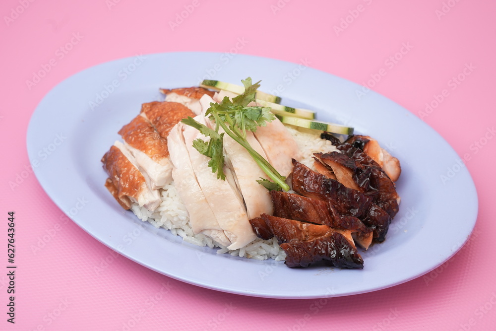 Roasted Chicken rice with charsiew