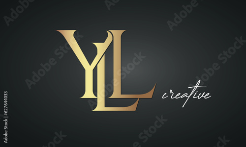 luxury letters YLL golden logo icon premium monogram, creative royal logo design photo