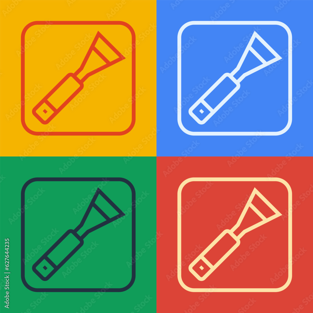 Pop art line Paint brush icon isolated on color background. For the artist or for archaeologists and cleaning during excavations. Vector Pop art line Paint brush icon isolated on color background. For the artist or for archaeologists and cleaning during excavations. Vector