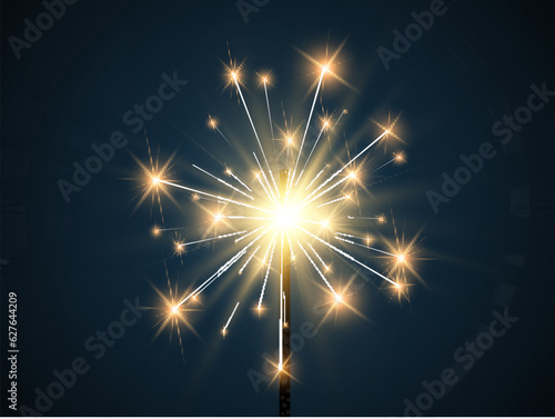 Vector illustration of sparklers on a transparent background.   