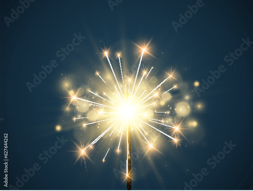 Vector illustration of sparklers on a transparent background.   