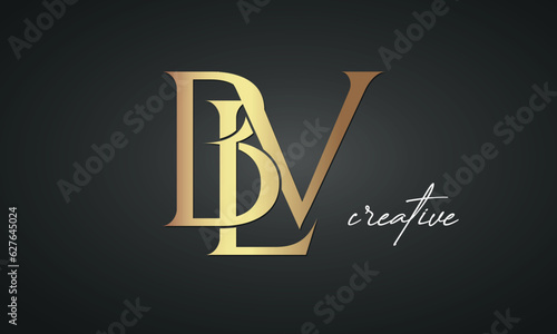 luxury letters BLV golden logo icon premium monogram, creative royal logo design photo