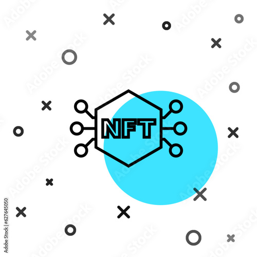 Black line NFT Digital crypto art icon isolated on white background. Non fungible token. Random dynamic shapes. Vector