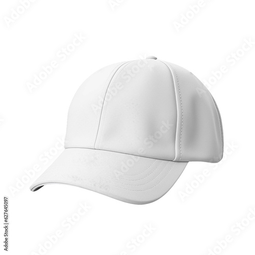 White simple realistic 3d baseball cap on transparent background. Generative AI.