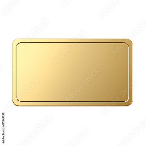 Realistic 3d Gold Metal name plate isolated on transparent background. Generative AI.
