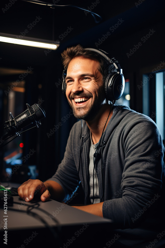  Fictional Happy Podcaster created with GenAI