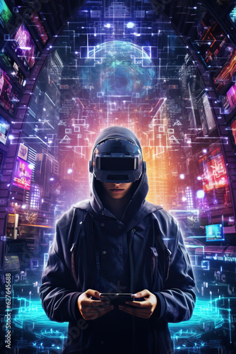 Future Cyberpunk Skilled Hacker created with GenAI