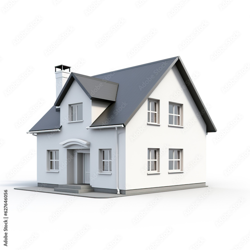 3D White Residential House created with GenAI 3D White Residential House created with GenAI