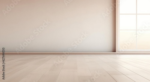 The interior of a room with a blank wall. Wooden floor © cherezoff