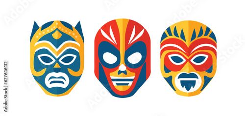 Lucha Libre Mask. National Mexican Sport. Wrestling. Vector.