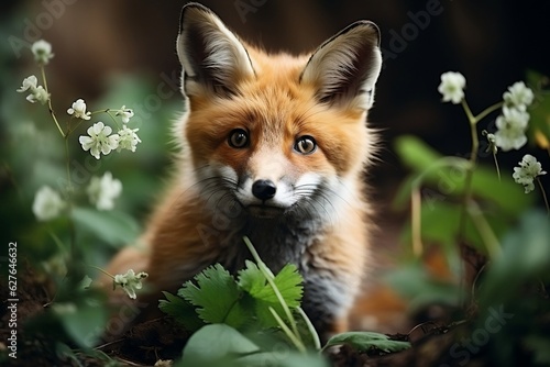 Enchanting Fox in Lush Forest. Generative AI © Haider