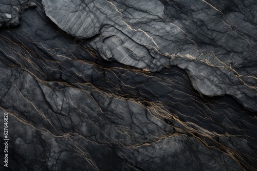 Abstract granite pattern on wet black stone, realistic coal, natural green energy. Generative Ai.