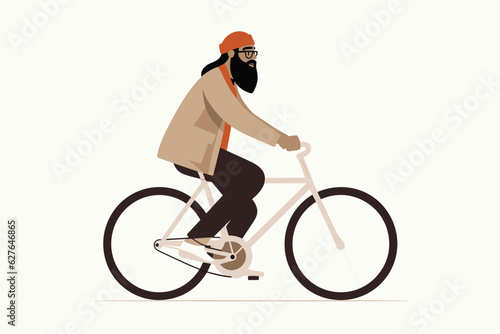 man on bicicle vector flat minimalistic isolated illustration photo