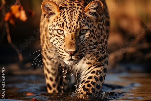 Leopard Panther pardus shortidgei. Generative AI