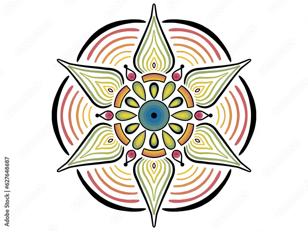Obraz premium Rainbow gradient mandala on white background