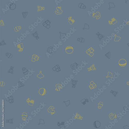 Wallpaper Mural Seamless hand drawn doodle pattern with toys. Vector illustration for backgrounds, web design, design elements, textile prints, covers, greeting cards Torontodigital.ca