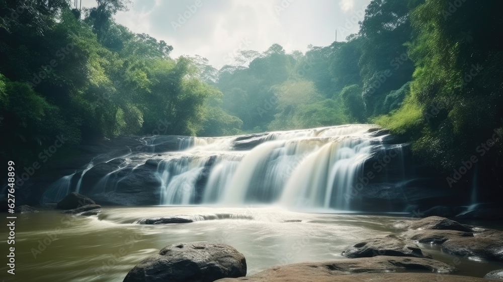 Obraz premium Majestic Waterfall in a Serene Landscape