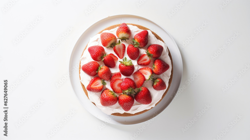 Mouthwatering Strawberry Cake Overhead View Mouthwatering Strawberry Cake Overhead View