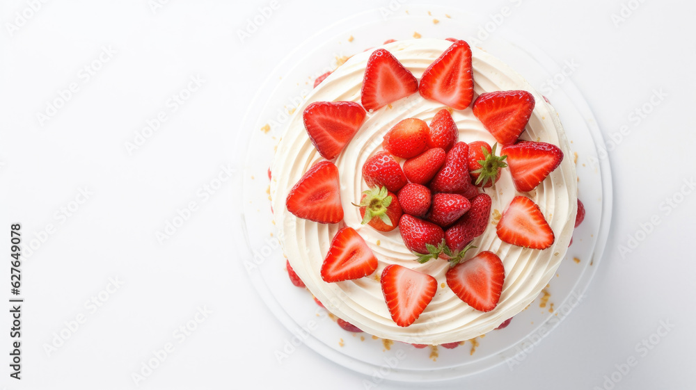 Scrumptious Strawberry Cake Flatlay with Whipped Cream Scrumptious Strawberry Cake Flatlay with Whipped Cream