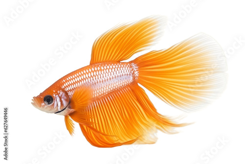 Orange Betta Fish Transparent Background. Generative AI