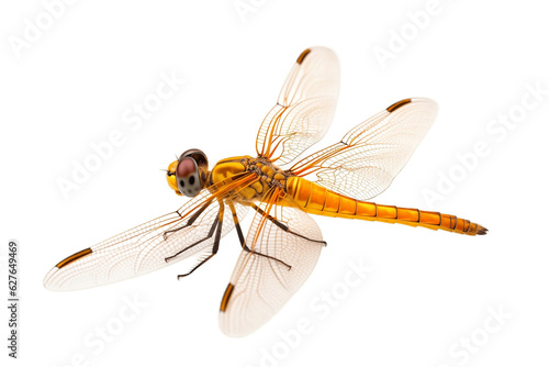 Orange Dragonfly side View Isolated on Transparent Background. Generative AI © Haider
