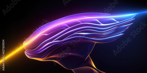 Beautiful abstract futuristic dark background with neon blue and orange glow