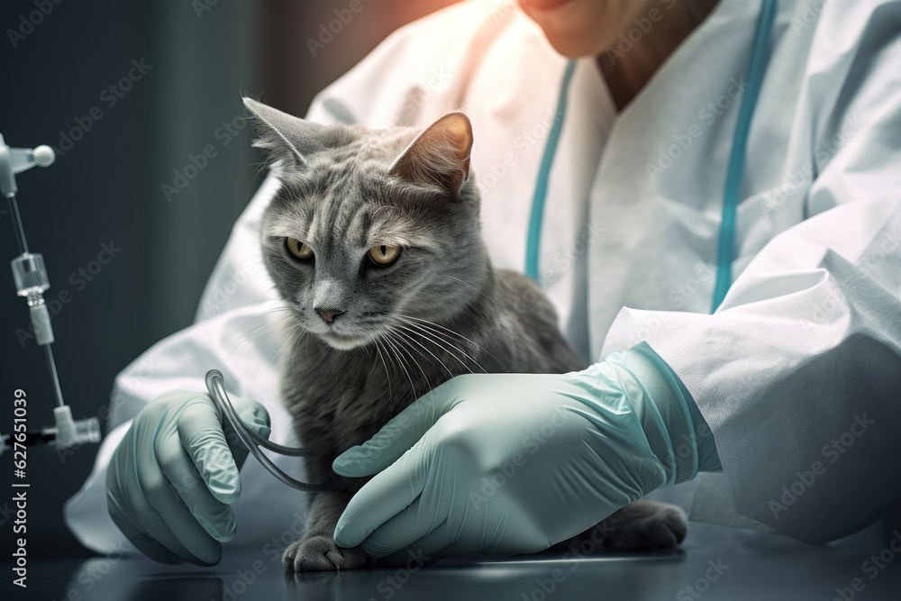 Doctor gives injection to cat in vet hospital. AI generated Doctor gives injection to cat in vet hospital. AI generated