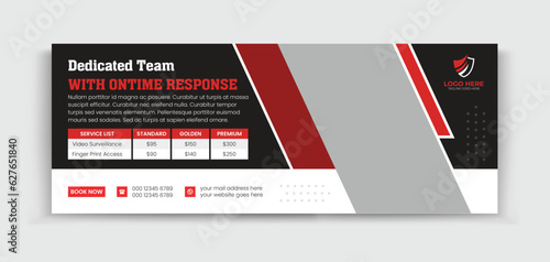 Security Service Timeline Cover Design, Body Guard, cctv camera, Website security service, technology service design