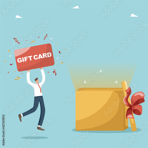 Sending gift coupons and promotional codes to potential buyers, targeting and promotion strategy, notifying customers about promotions and discounts on products, a happy customer receives a gift card.