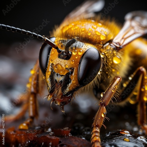 Close-up highly detailed MACRO shot of the bee generative ai © Generative Ai
